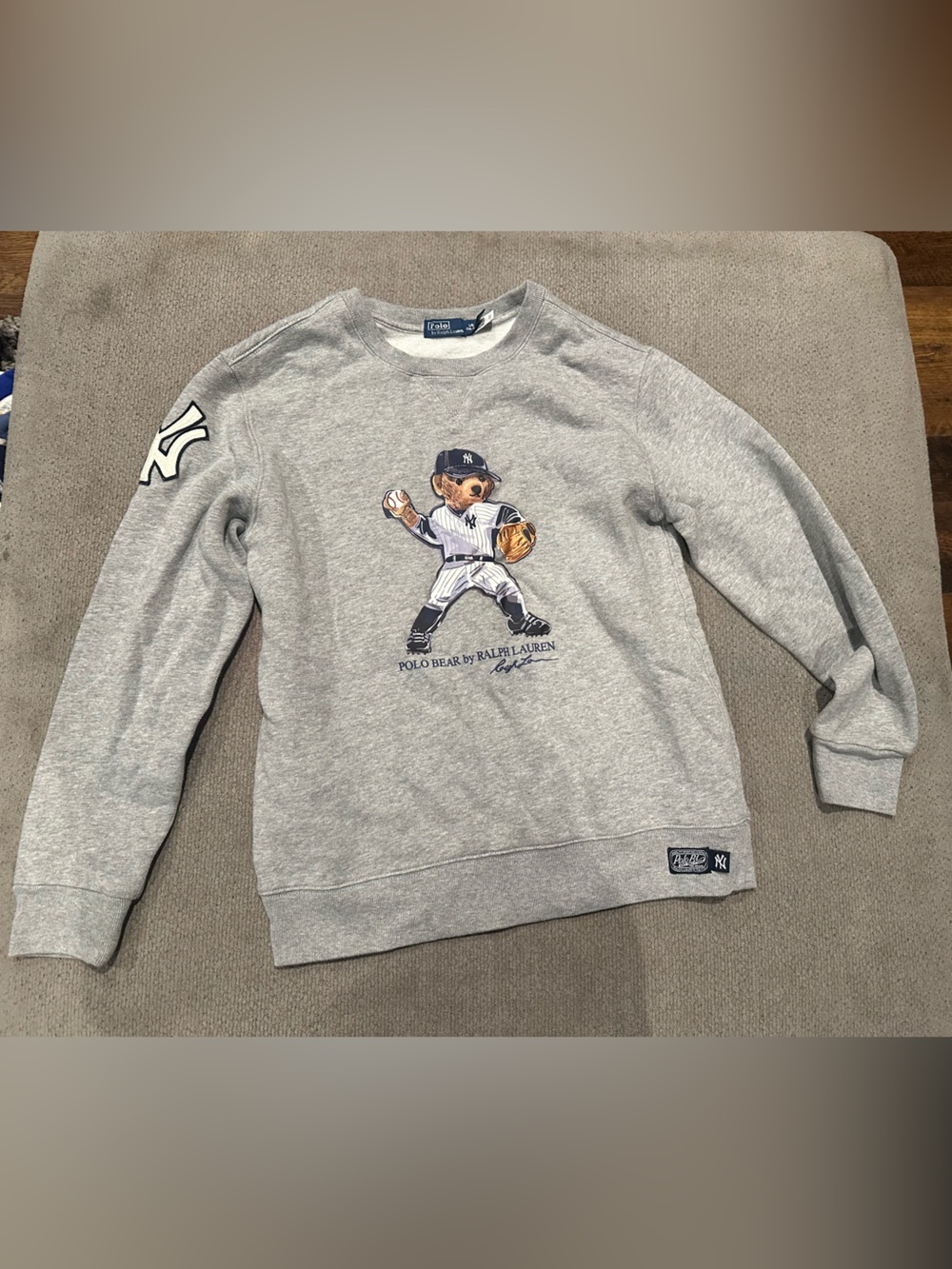Polo by Ralph Lauren NY Yankees Heather Gray Crewneck Sweatshirt